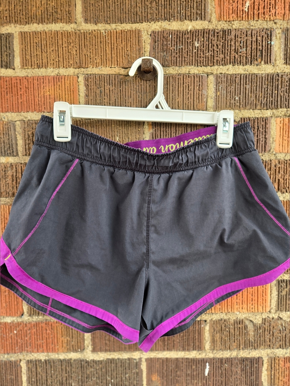 lululemon athletica Black Athletic Shorts with Purple Trim